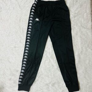 Kappa Black Track Pants with White Logo